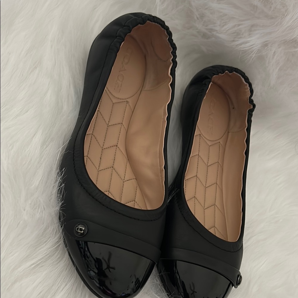 Coach Black Patent Cap Toe Flats - Picture 3 of 5
